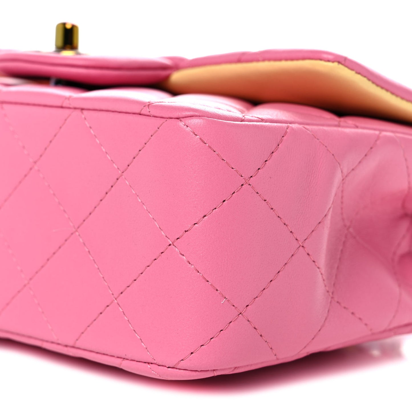 Lambskin Quilted Mini Rectangular Flap Pink Yellow