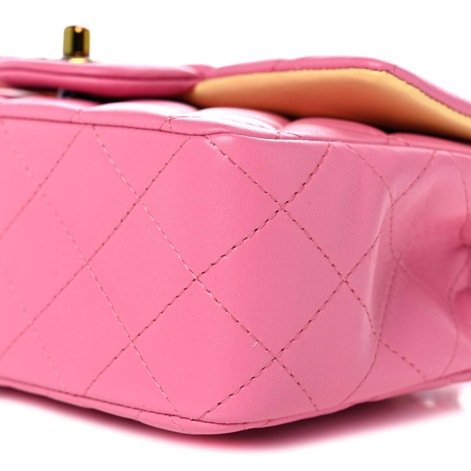 Chanel Lambskin Quilted Mini Rectangular Flap Pink Yellow 9 of 9