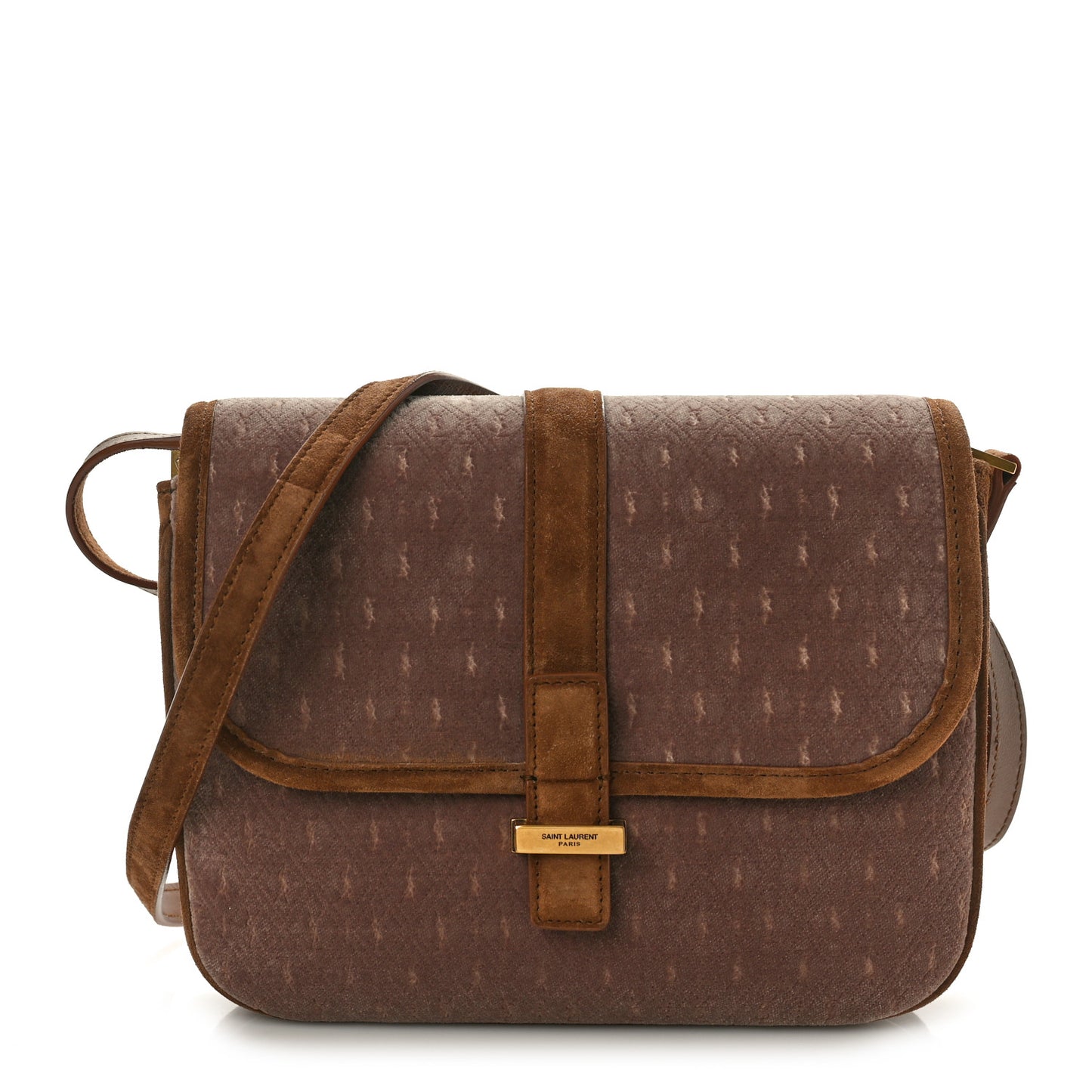 Suede All-Over Monogram Small Le Monogramme Satchel Brown