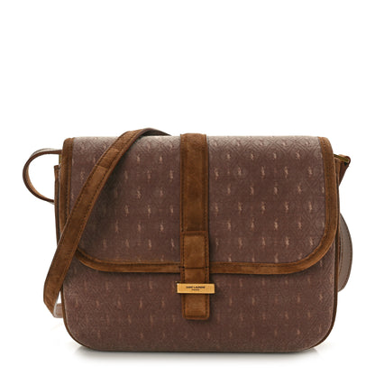 Saint Laurent Suede All-Over Monogram Small Le Monogramme Satchel Brown 1 of 10