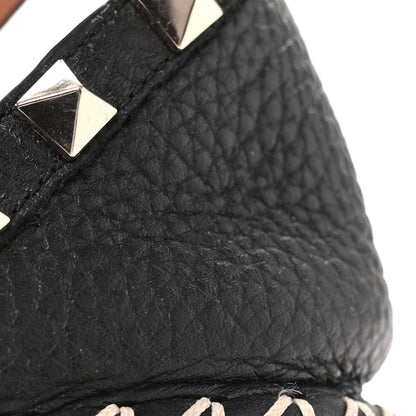 Valentino Garavani Grained Calfskin Rockstud Ankle Wrap Espadrille 20mm Flats 39 Black Light Cuir Natural 11 of 14