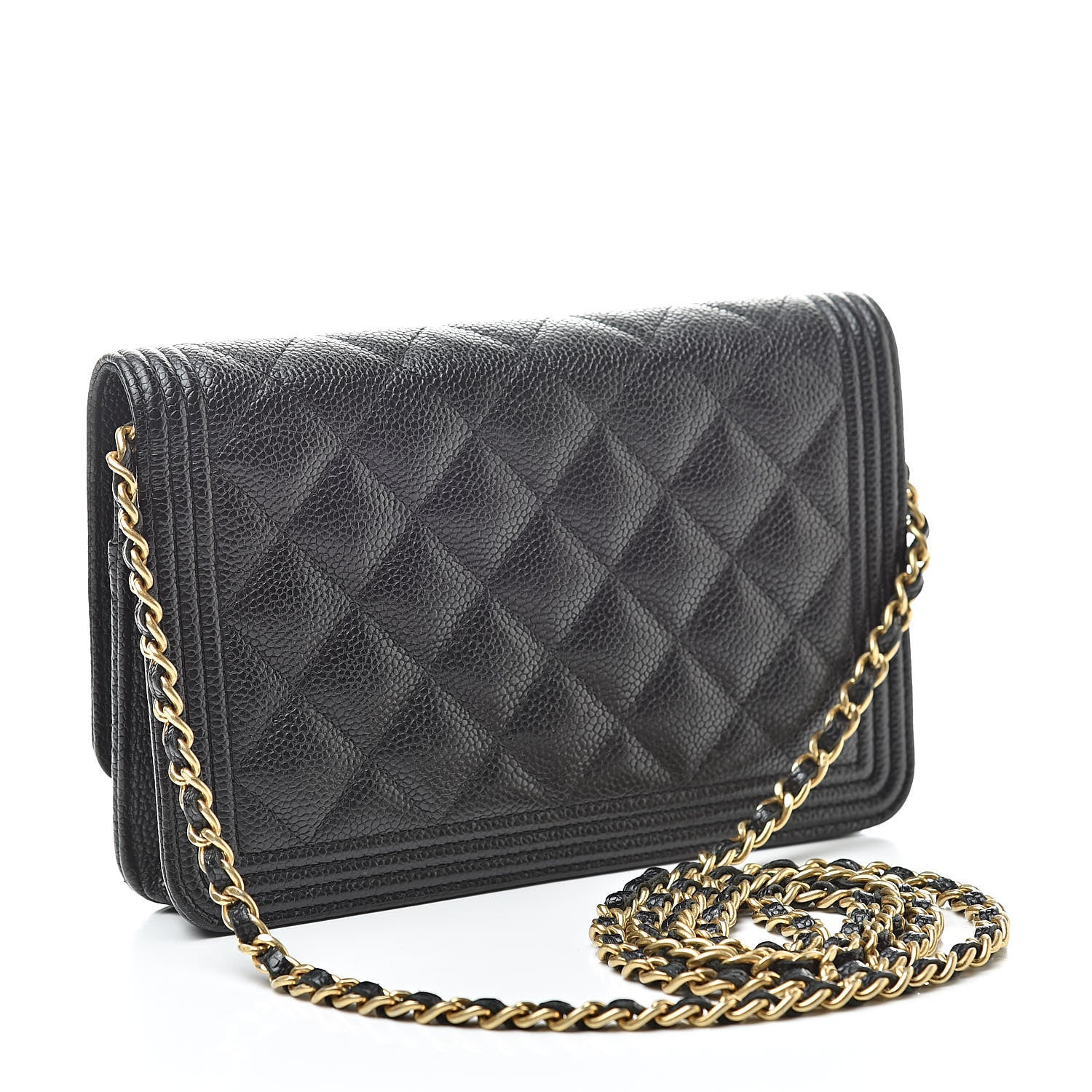 Chanel Caviar Quilted Boy Wallet On Chain WOC Black 3 of 12