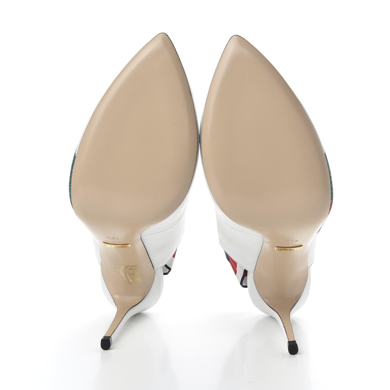 Gucci Calfskin Glitter Web High Heel Slingback Pumps 40.5 White 5 of 10