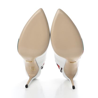 Gucci Calfskin Glitter Web High Heel Slingback Pumps 40.5 White 5 of 10
