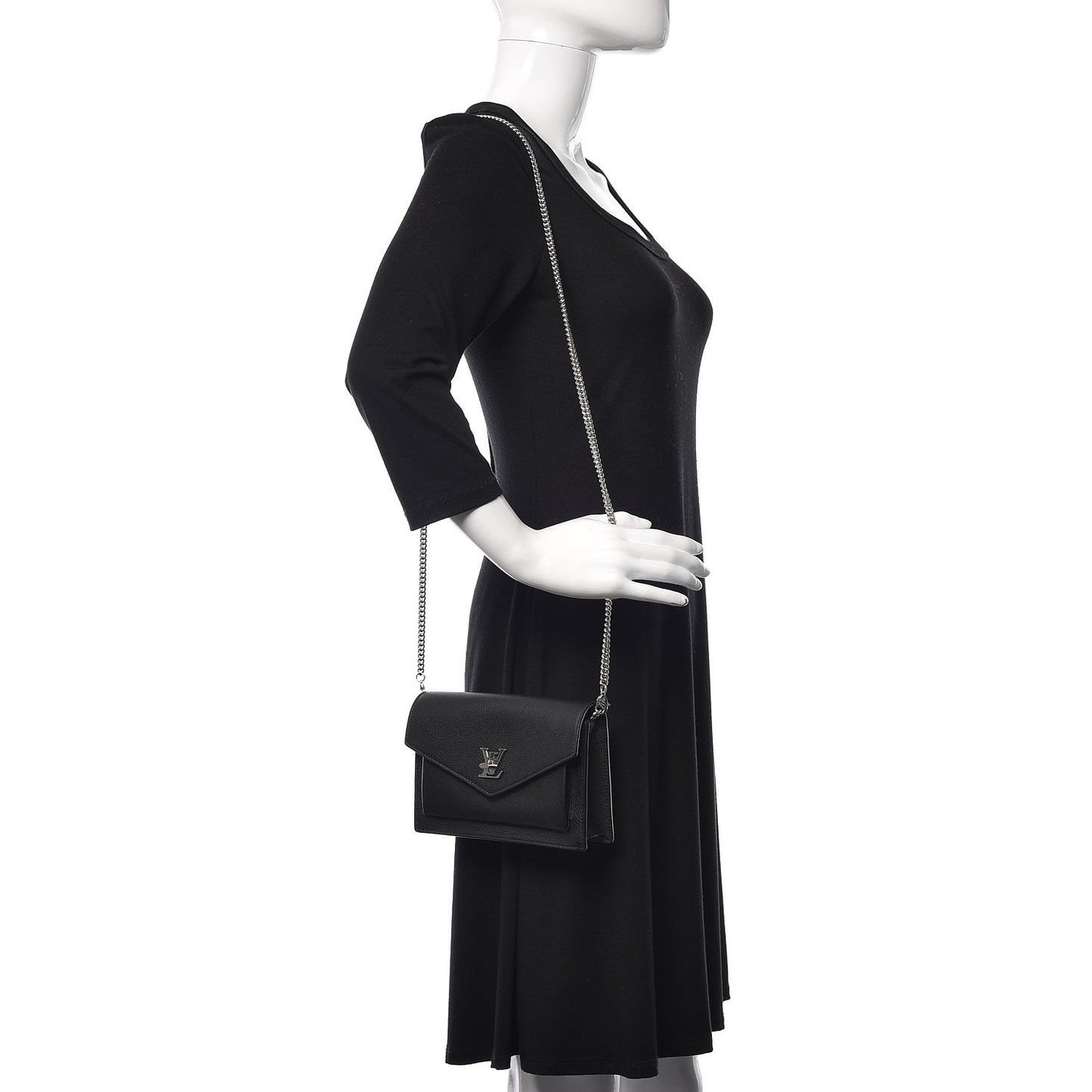 Soft Calfskin My Lockme Chain Pochette Black