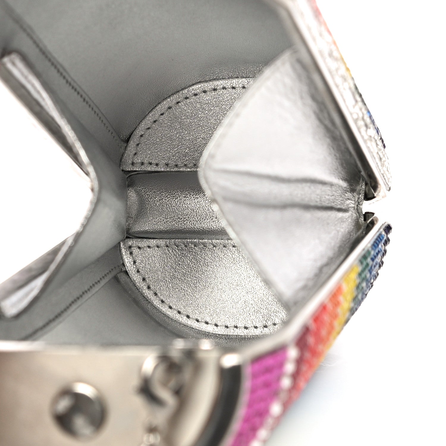 Judith Leiber Crystal Optimism Can Minaudiere Clutch Silver Multicolor 5 of 13