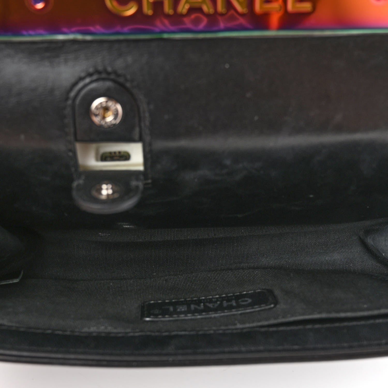 Chanel Lambskin LED Iridescent Metal Medium Boy Flap Black Multicolor 5 of 13