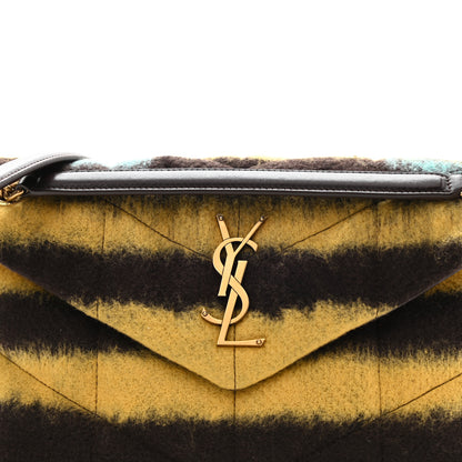 Saint Laurent Tie Dye Wool Quilted Small Loulou Puffer Monogram Chain Satchel Yellow Pacific Blue Dark Pecan 9 of 11