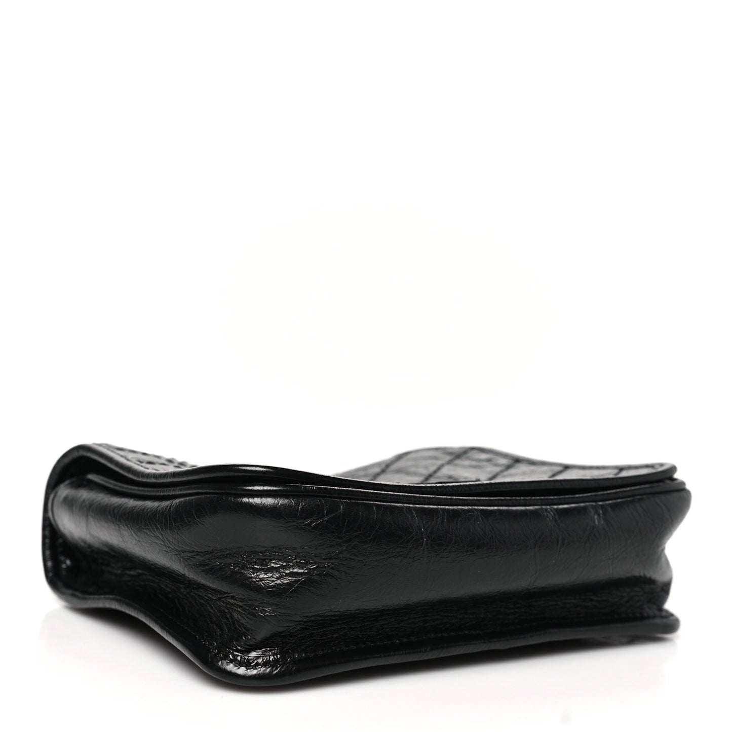 Crinkled Calfskin Matelasse Monogram Niki Chain Wallet Black