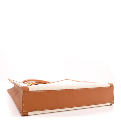Celine Canvas Calfskin Logo Print Vertical Cabas Natural Tan 4 of 10