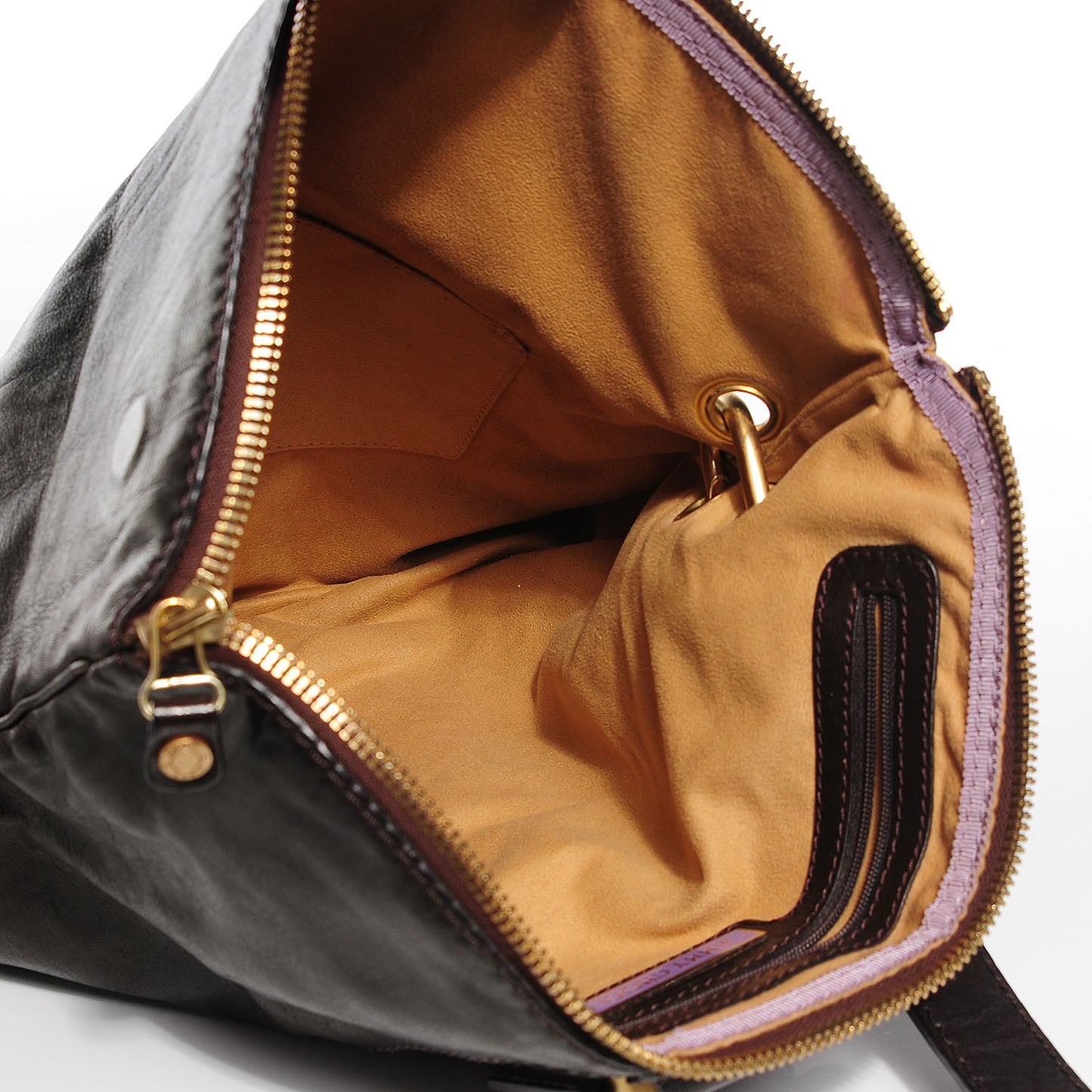 Calfskin Suede Marin Foldover Clutch Brown