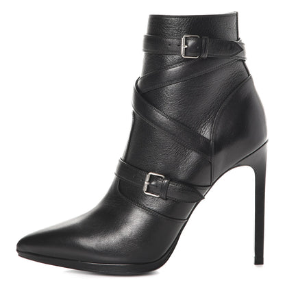 Saint Laurent Calfskin Paris Plat 105 Ankle Boots 36.5 Black 1 of 9