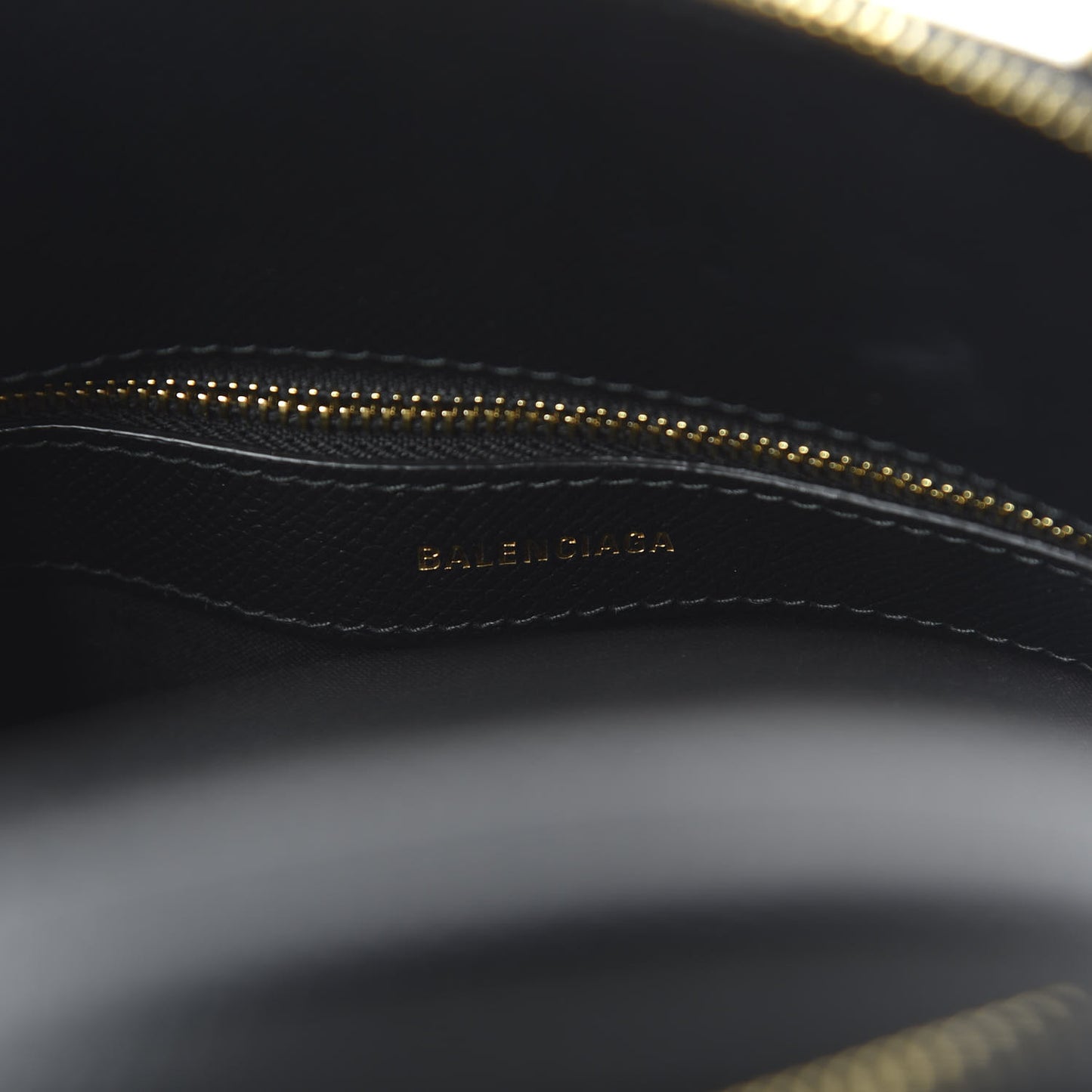 Signature Grained Calfskin Logo S Ville Top Handle Bag Black White