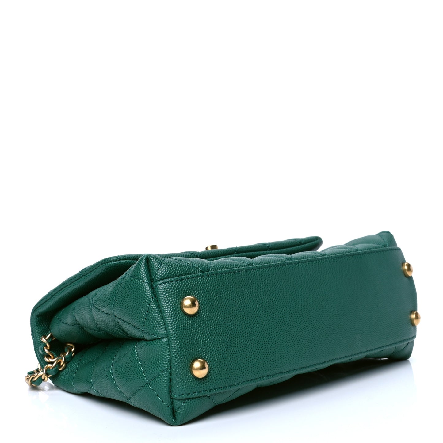 Caviar Quilted Mini Coco Handle Flap Green
