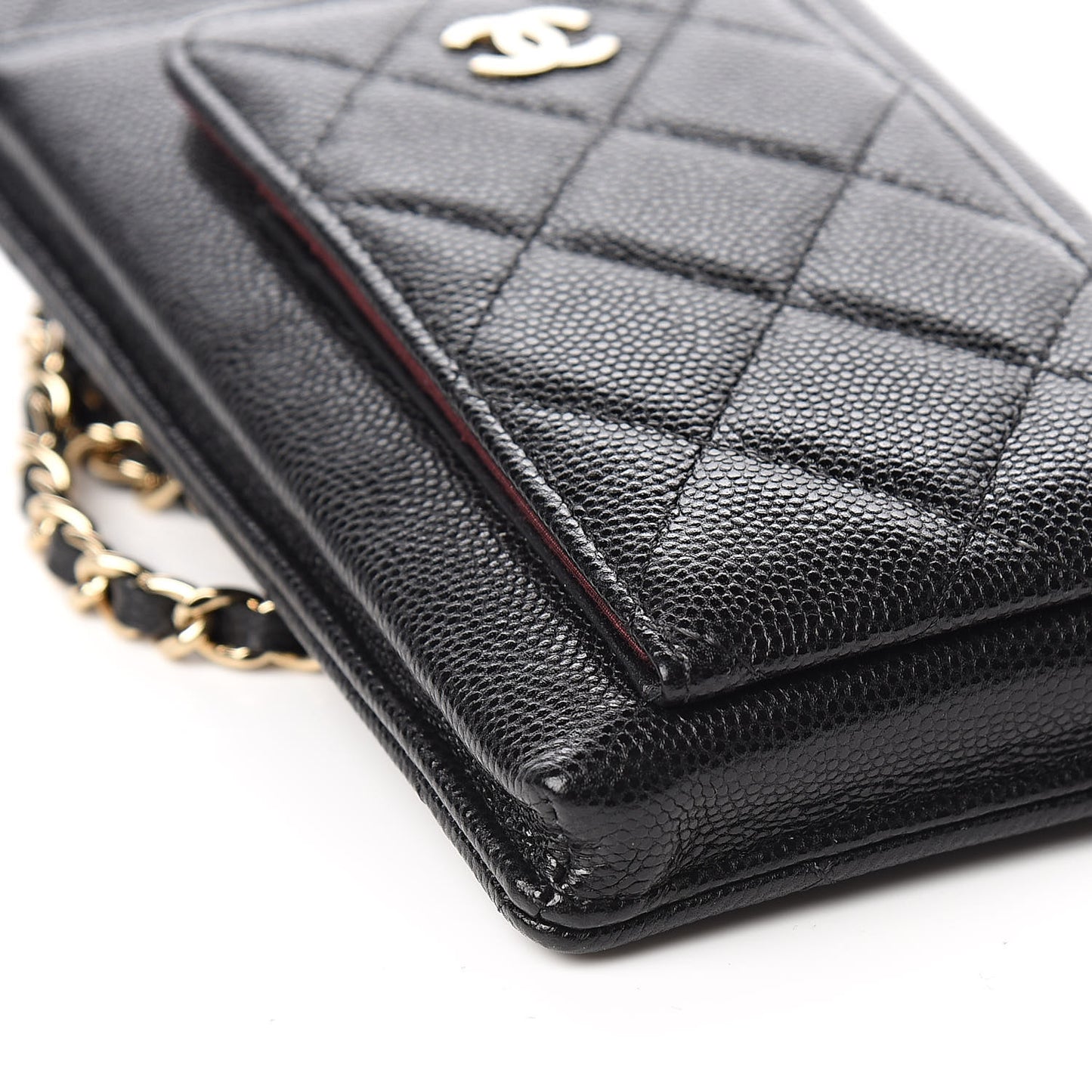 Caviar Quilted Zip Phone Case Black