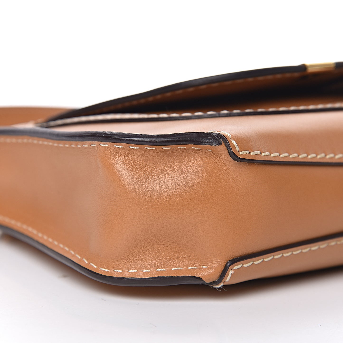 Shiny Calfskin Small Marcie Saddle Shoulder Bag Autumnal Brown
