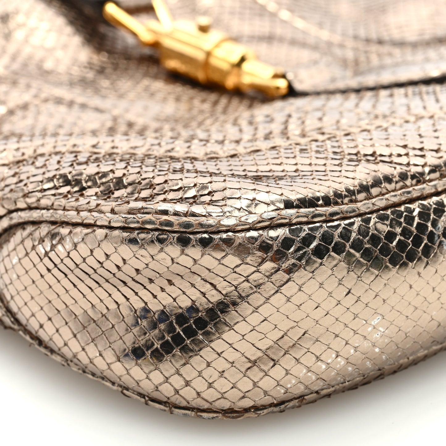 Metallic Snakeskin Large New Jackie Shoulder Bag Gold