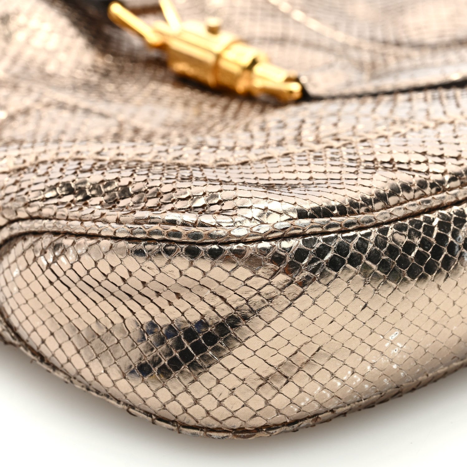 Gucci Metallic Snakeskin Large New Jackie Shoulder Bag Gold 6 of 7