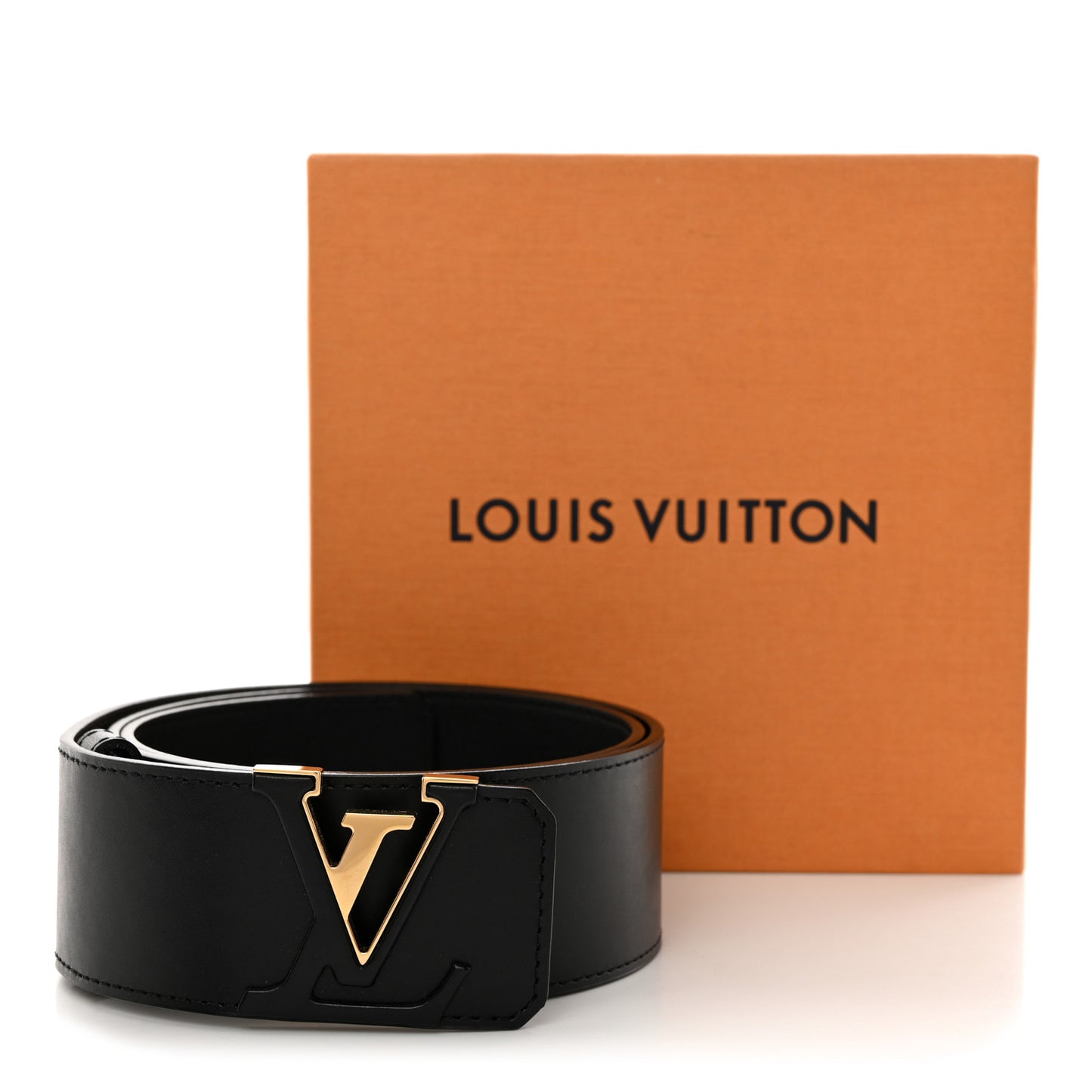 Calfskin 45mm LV Capucine Initiales Belt 80 32 Black
