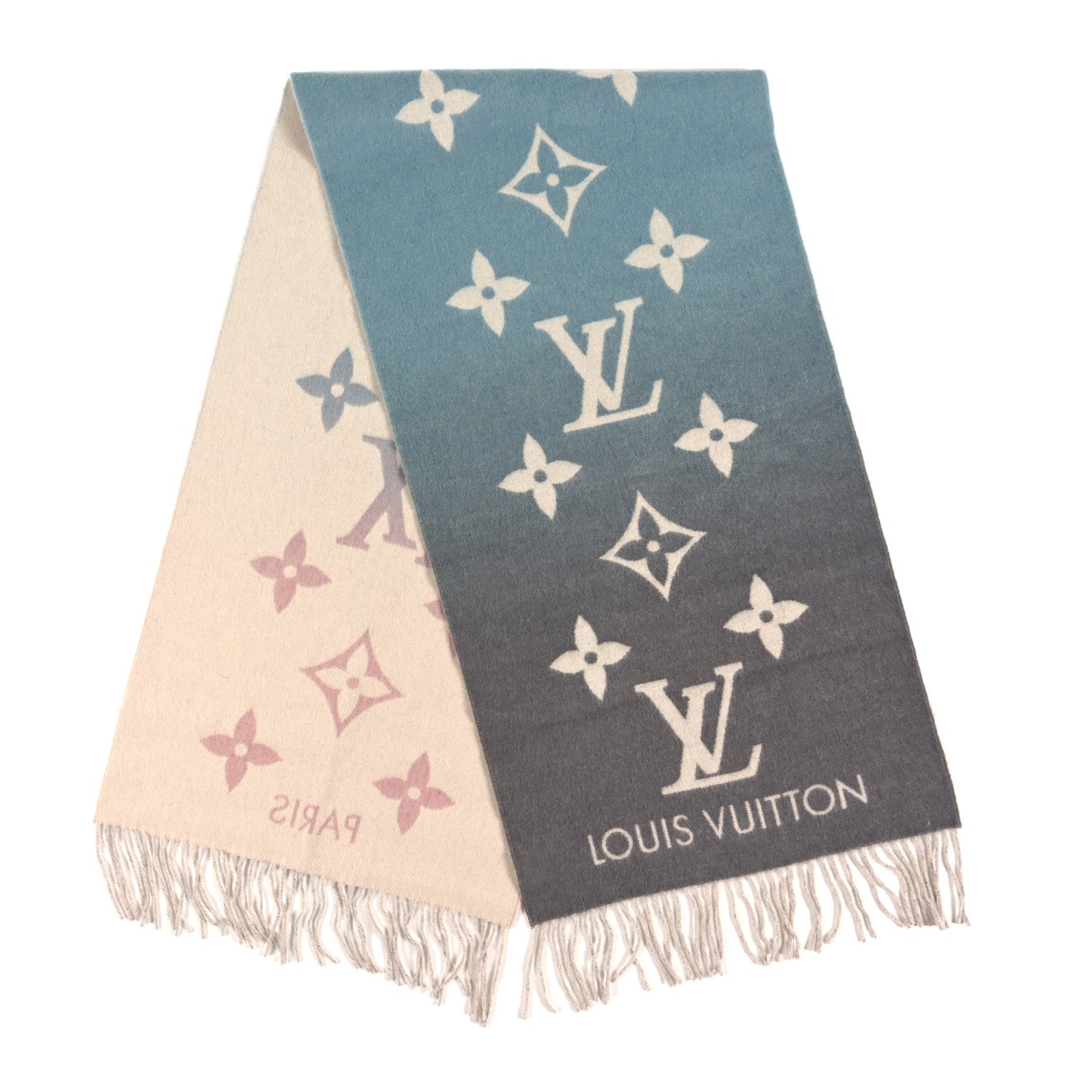 Louis Vuitton Cashmere Monogram Reykjavik Scarf Bleu Rose 2 of 3