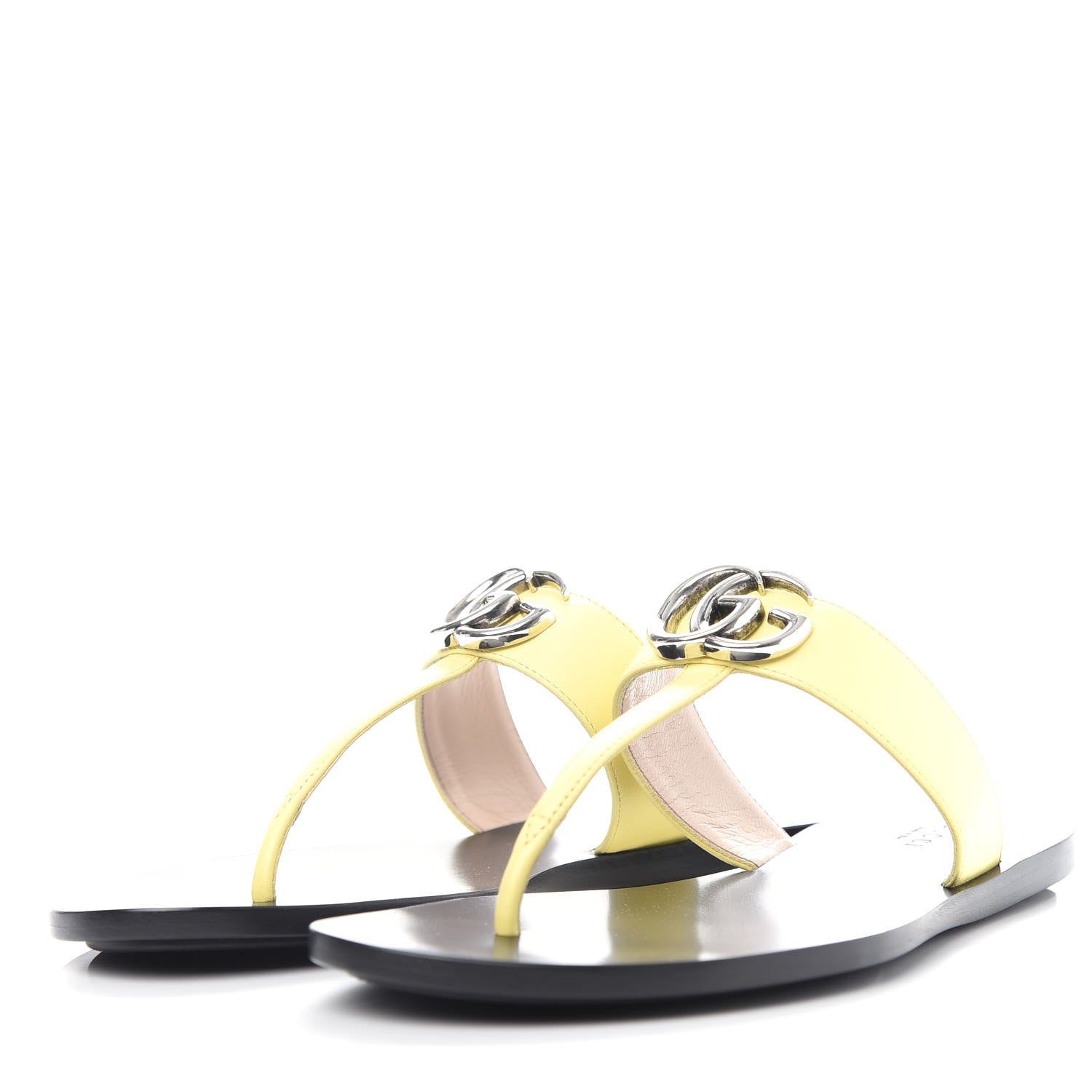 Gucci Calfskin GG Marmont Thong Sandals 37.5 Banana 3 of 10