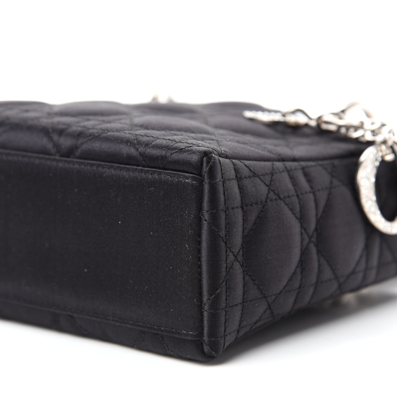 Christian Dior Satin Swarovski Crystal Cannage Mini Lady Dior Black 7 of 10