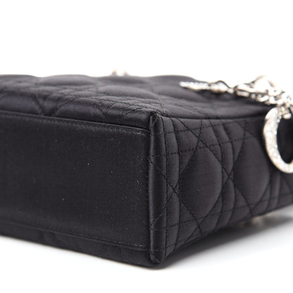 Christian Dior Satin Swarovski Crystal Cannage Mini Lady Dior Black 7 of 10