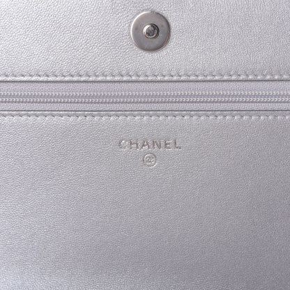 Chanel Lizard Calfskin Boy Wallet on Chain WOC Black Silver 8 of 12