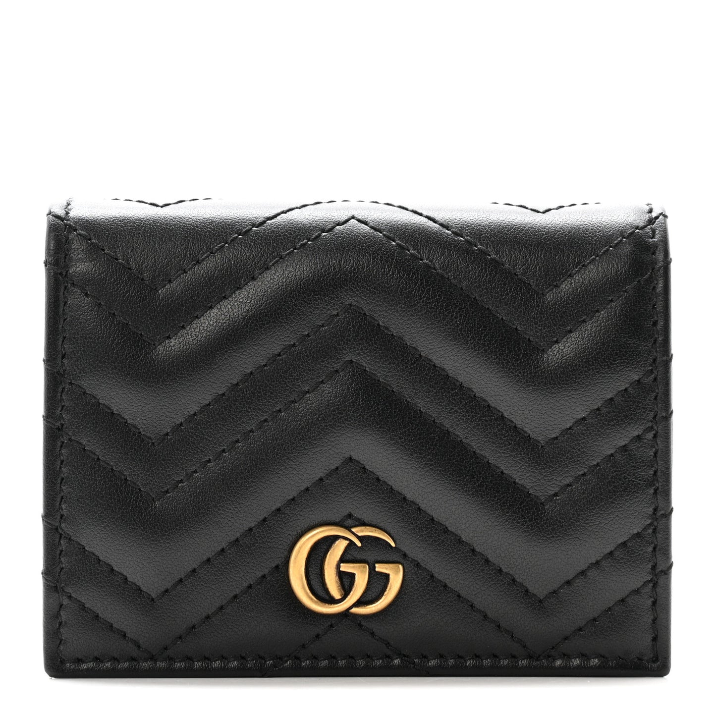 Calfskin Matelasse GG Marmont Card Case Wallet Black