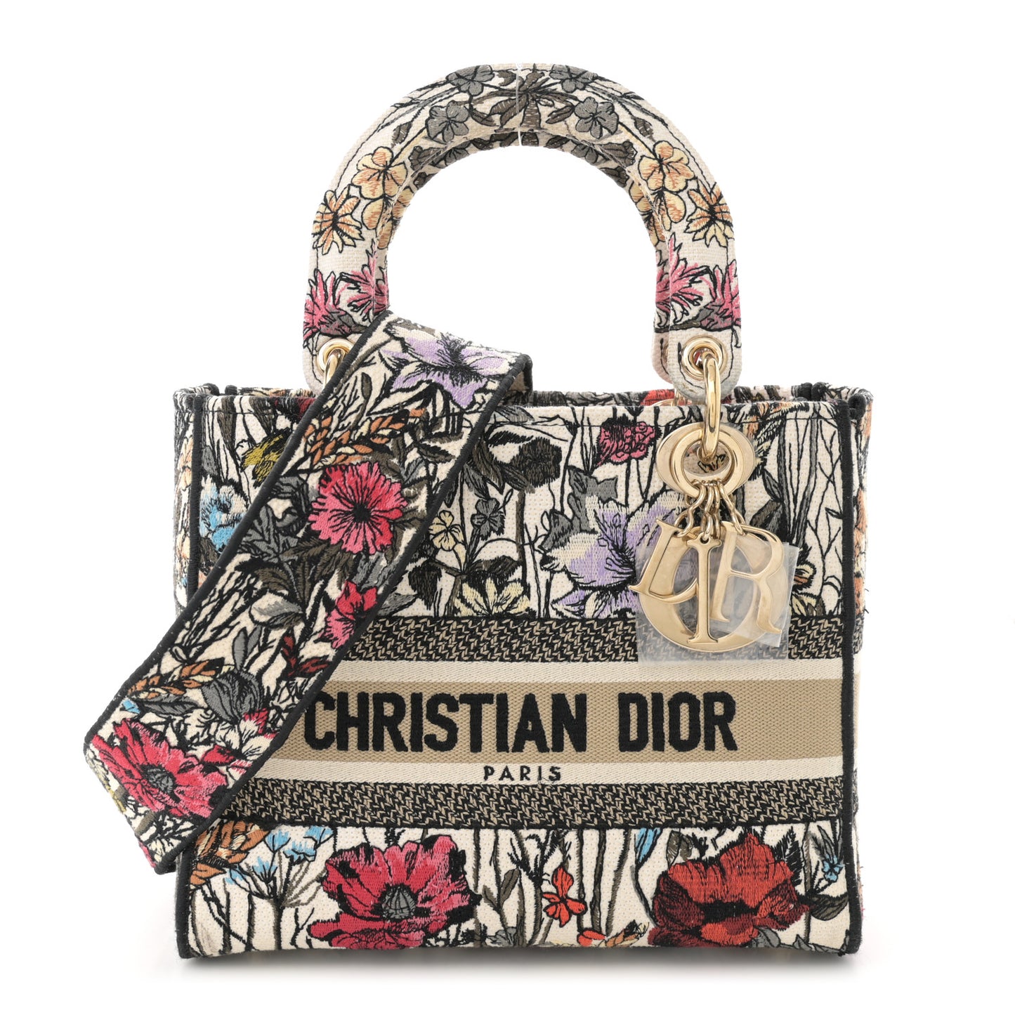 Canvas Embroidered Mille Fleurs Medium Lady D-Lite Multicolor