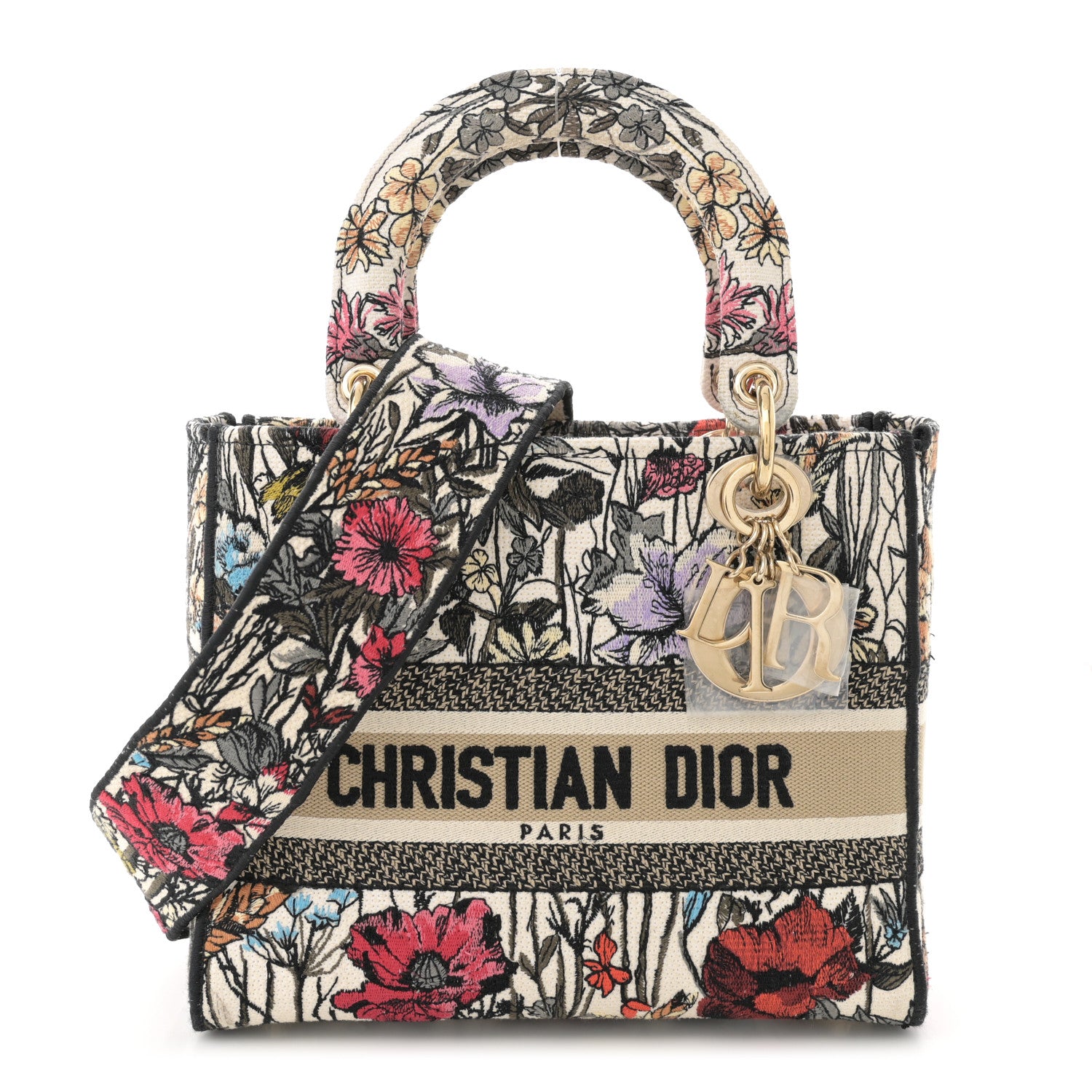 Christian Dior Canvas Embroidered Mille Fleurs Medium Lady D-Lite Multicolor 1 of 12