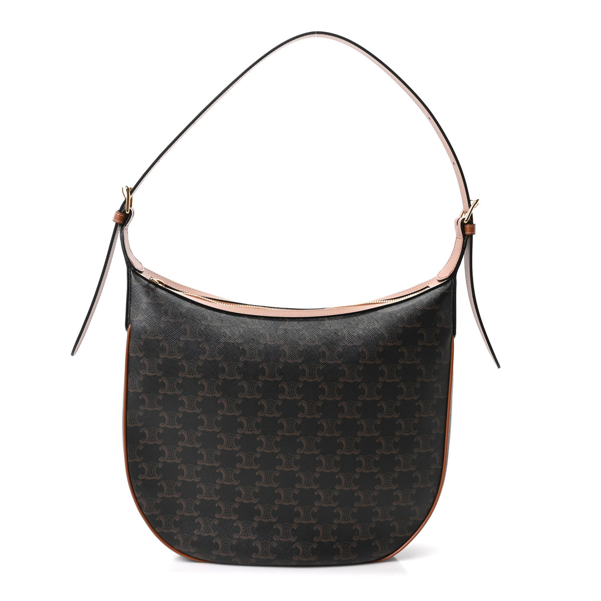 Calfskin Triomphe Canvas Heloise Shoulder Bag Tan
