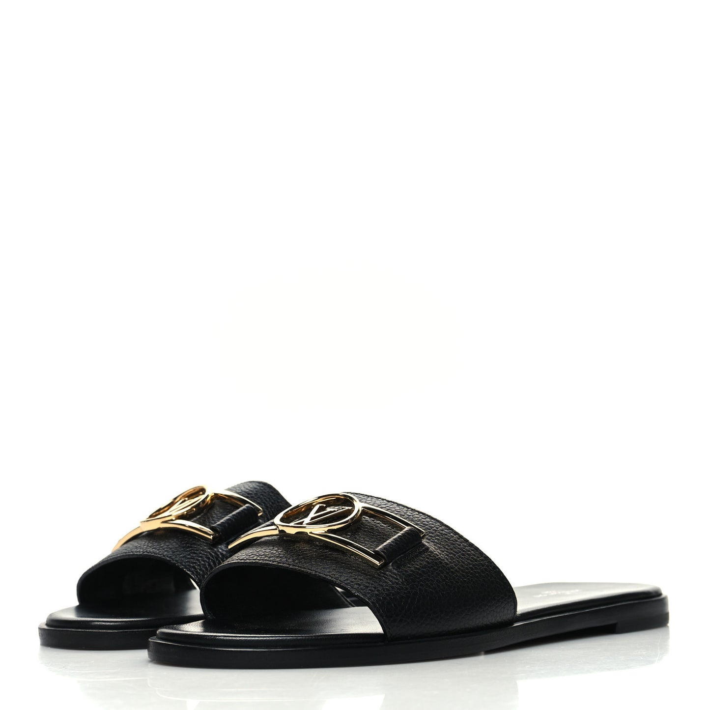 Calfskin Lock It Flat Mules 39 Black