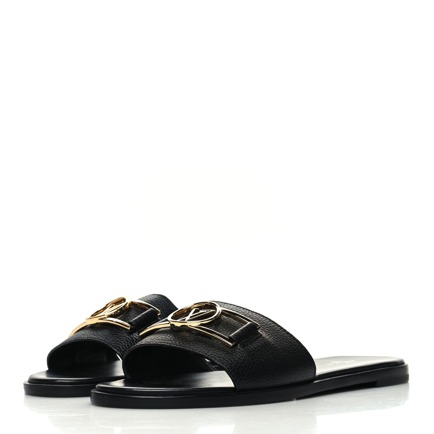 Louis Vuitton Calfskin Lock It Flat Mules 39 Black 3 of 9