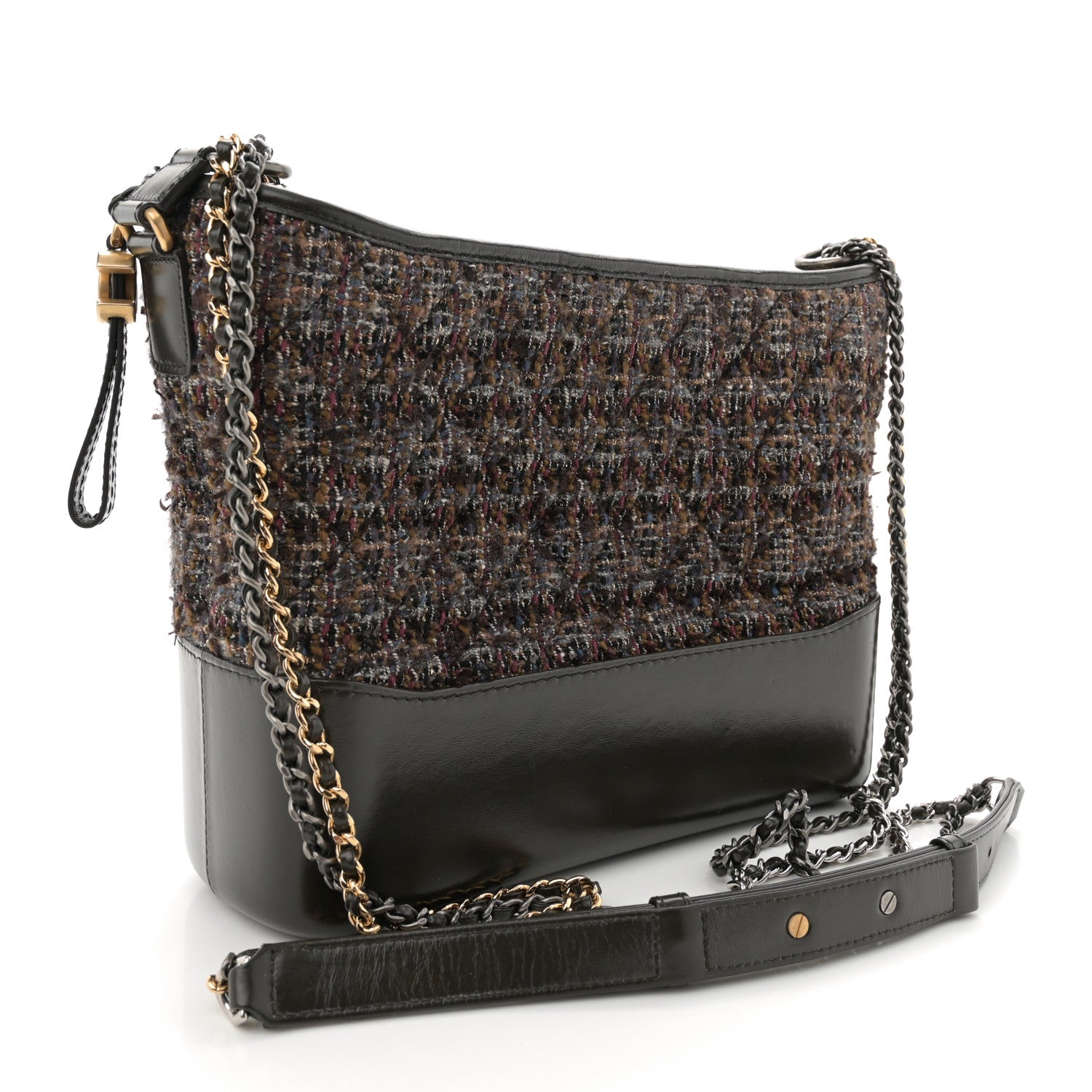 Chanel Tweed Calfskin Medium Gabrielle Hobo Brown 3 of 10