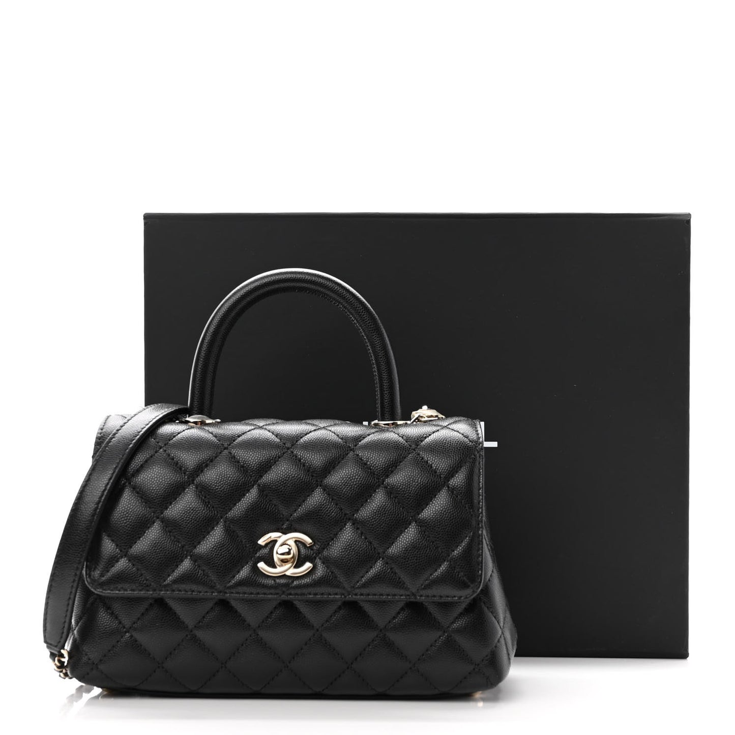 Caviar Quilted Mini Coco Handle Flap Black