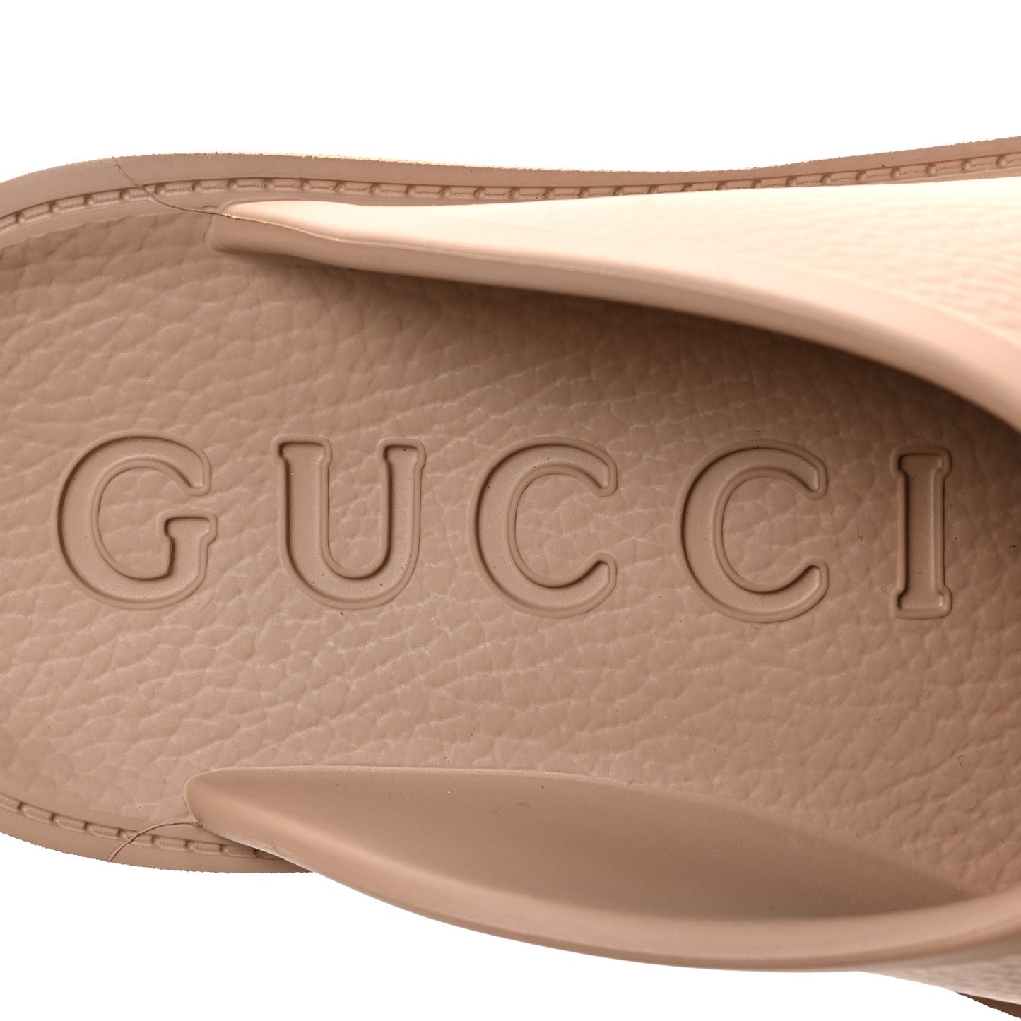 Rubber GG Monogram Perforated Elea Platform 55mm Lug Sole Sandals 38 Vintage Camel