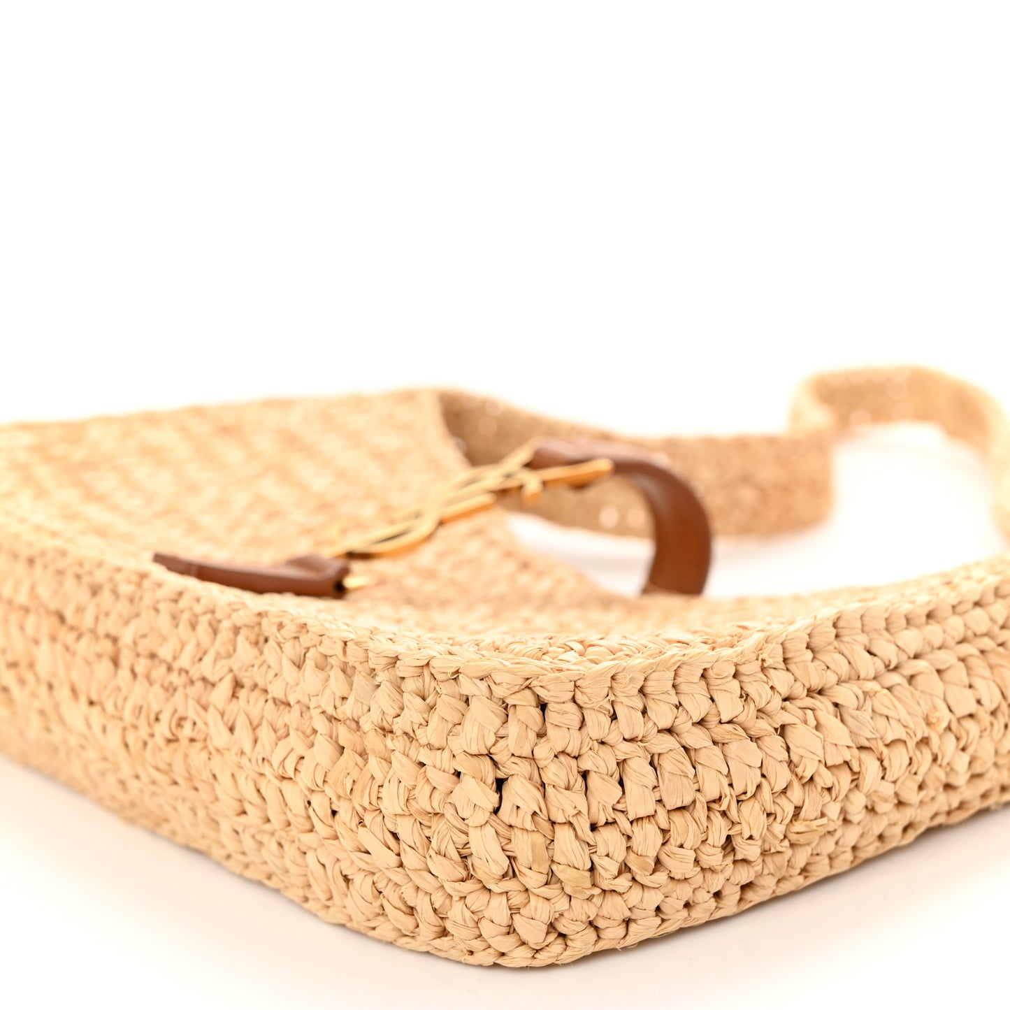 Raffia Calfskin Le 5 A 7 Mini Hobo Natural Brick