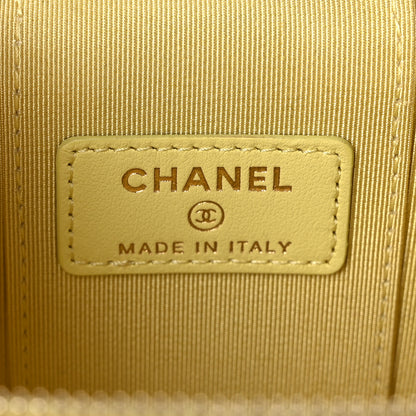 Chanel Caviar Quilted Mini Vanity Case With Chain Yellow 5 of 8