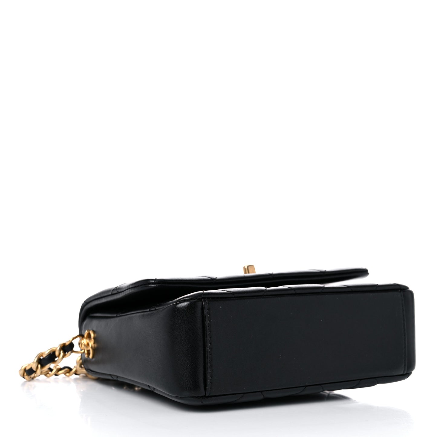 Lambskin Quilted Small Side Note Flap Black