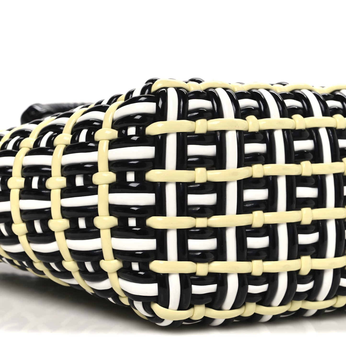 Varnished Faux Calfskin XS Bistro Basket Pale Yellow Black White