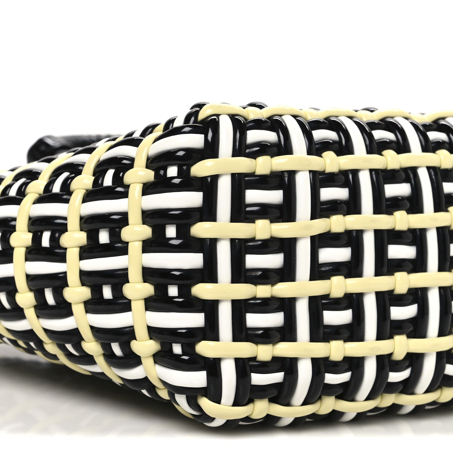 Balenciaga Varnished Faux Calfskin XS Bistro Basket Pale Yellow Black White 9 of 10