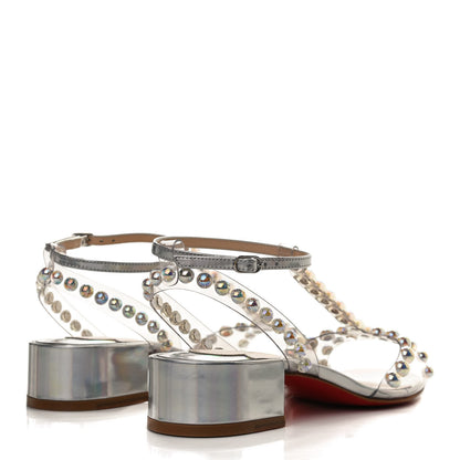 Christian Louboutin Iridescent Patent PVC Faridaravie 25 Sandals 35 Silver 4 of 10