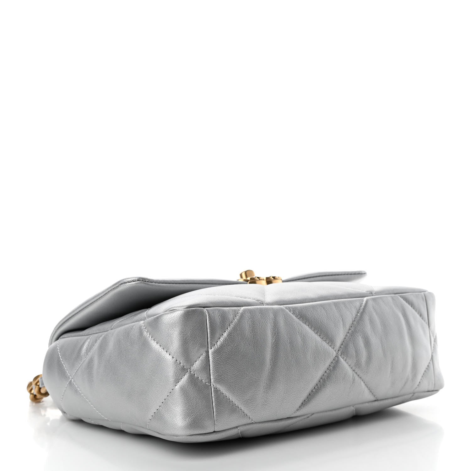 Chanel Metallic Goatskin Quilted Medium Chanel 19 Flap Silver 3 of 4