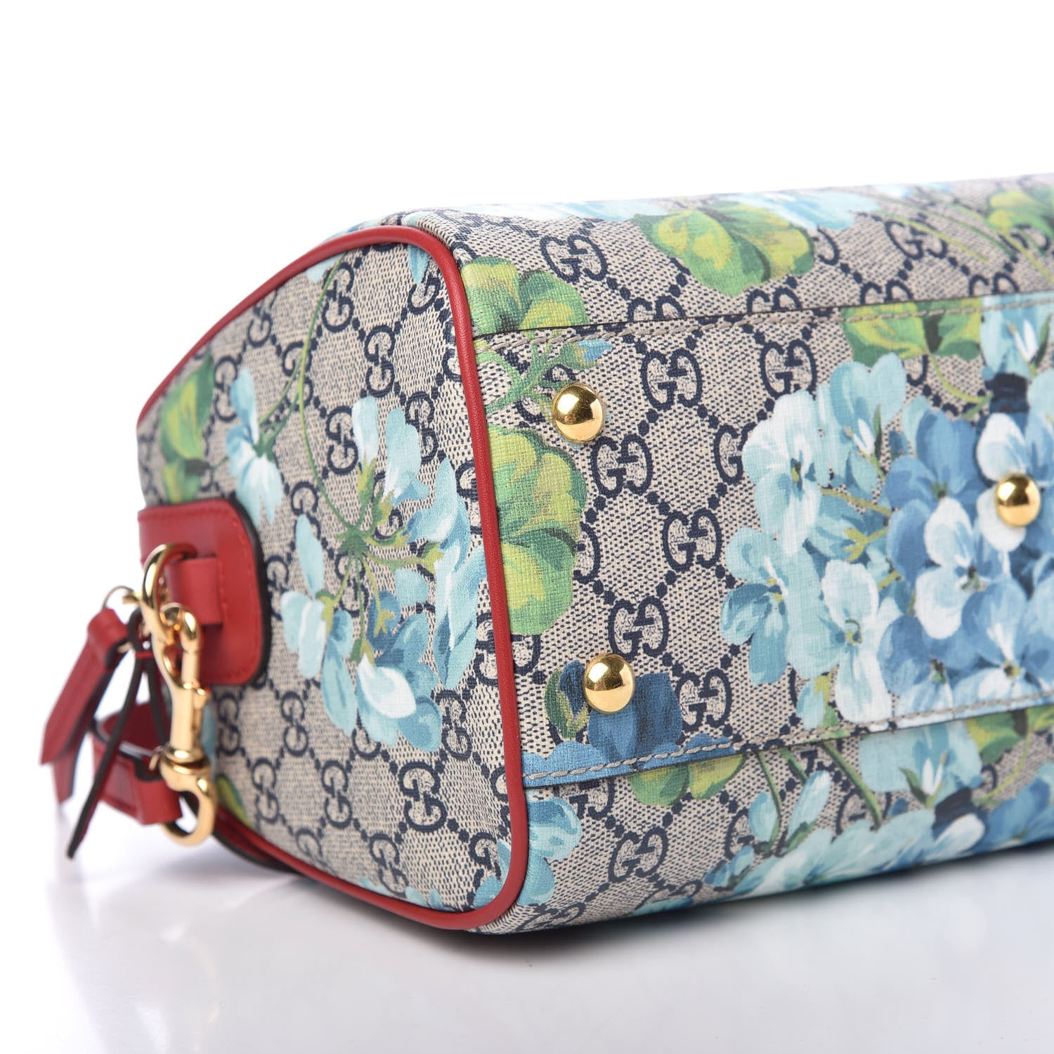 Gucci GG Supreme Monogram Blooms Small Boston Beige Blue Navy Hibiscus Red 8 of 9