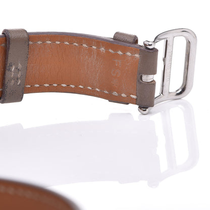 Hermes Stainless Steel Swift 21mm Heure H Hour Double Tour Quartz Watch Etoupe 8 of 9