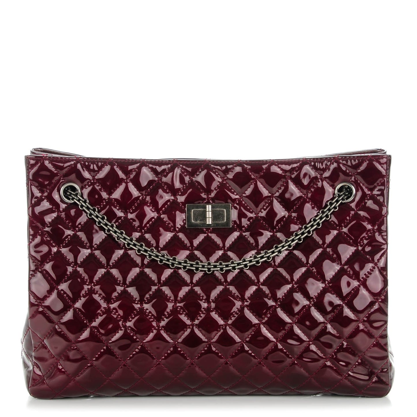 Patent Calfskin Quilted Reissue 2.55 Tote Burgundy