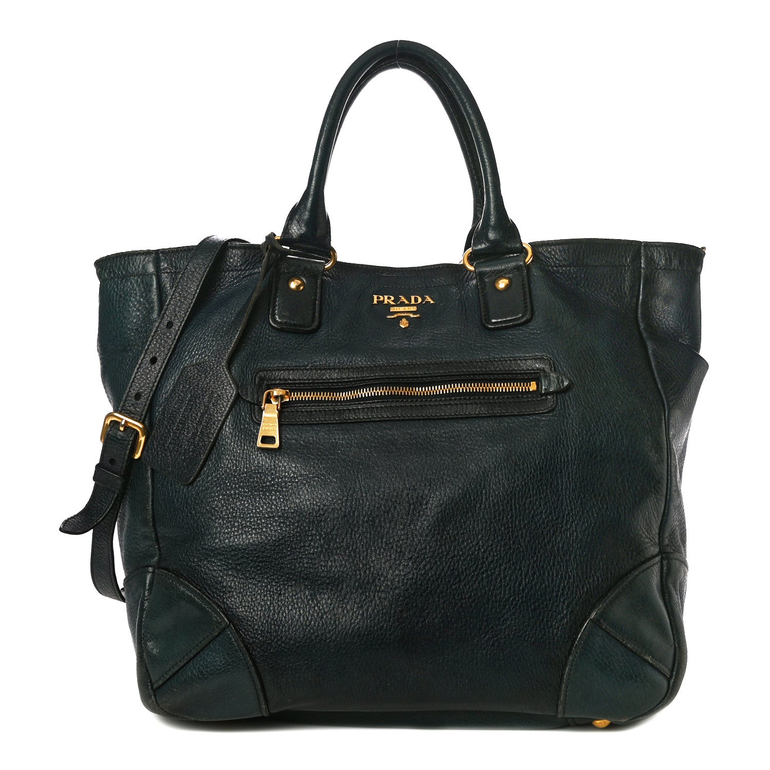 Prada Vitello Daino Shopping Tote Blue 1 of 19
