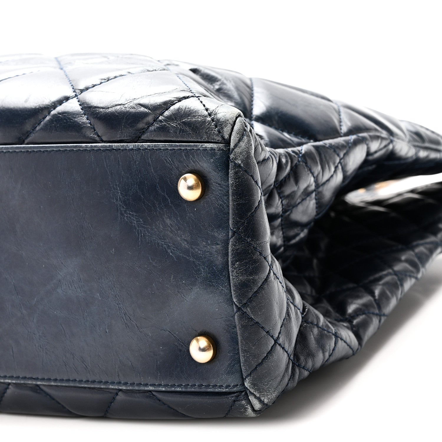 Chanel Glazed Calfskin Quilted Daily Walk Tote Navy 10 of 10
