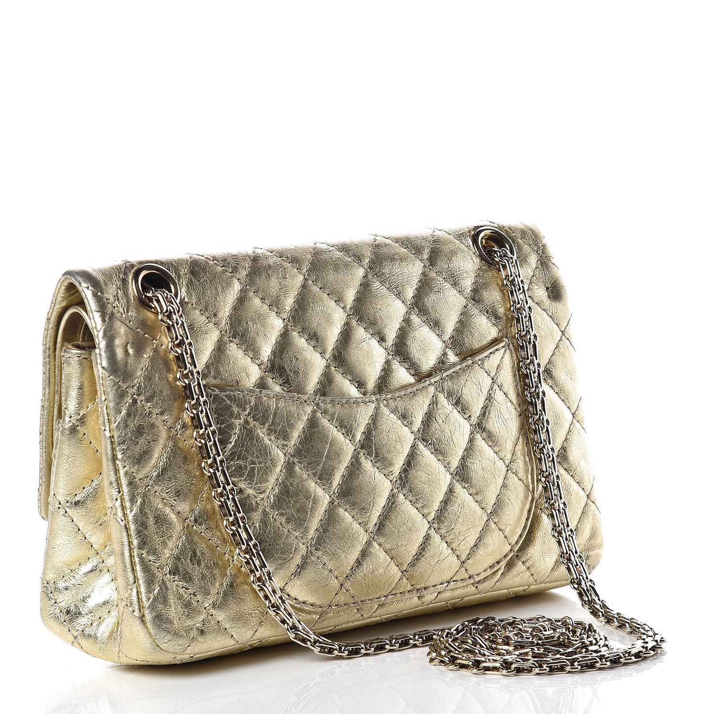 Metallic Aged Calfskin Quilted 2.55 Reissue 225 Flap Gold